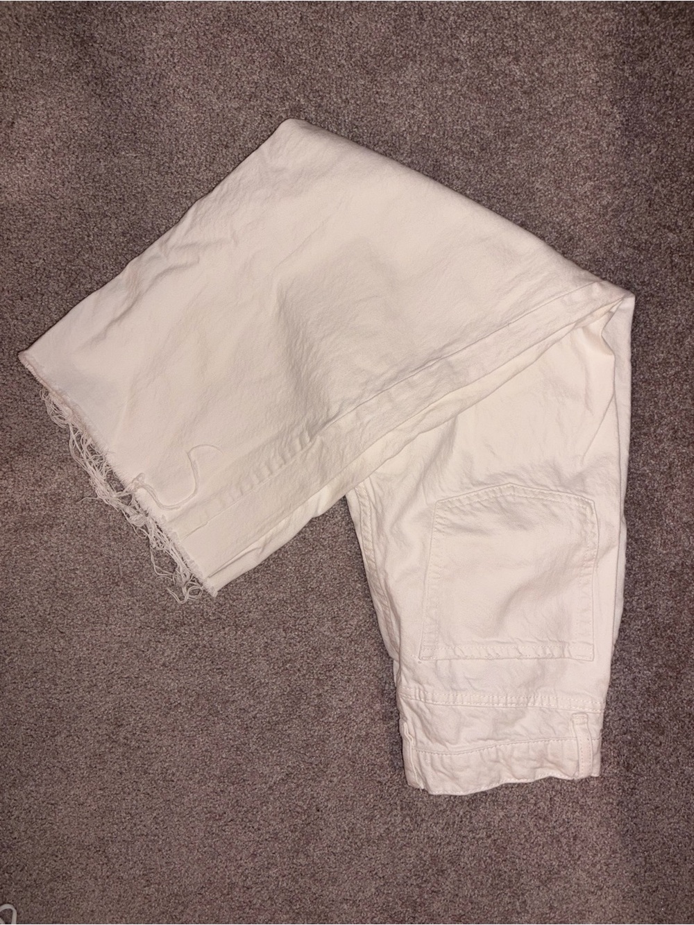 Altar'd State White Straight Leg Pants with Frayed Hem